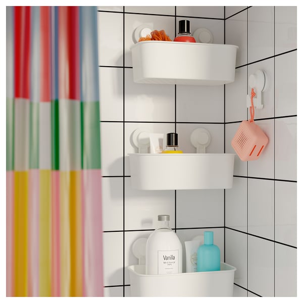 TISKEN Корзина/полка на присосках, белый