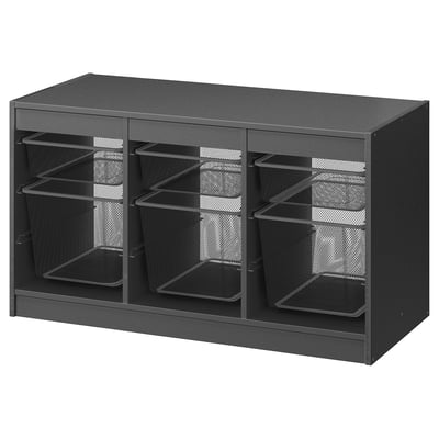 TROFAST Комбинация д/хранения+контейнеры, серый/темно-серый, 99x44x56 см