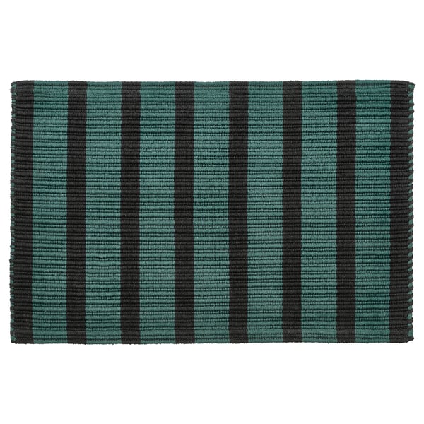 VÄGSKYLT ВЭГСКЮЛТ Придверный коврик, сине-зеленый/чёрный, 40x60 см