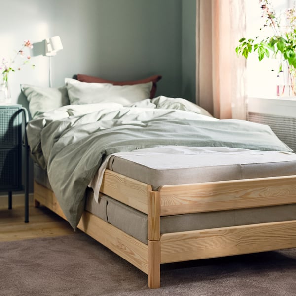 VANNAREID Матрас с пружинами карманного типа, очень жесткий/бежевый, 80x200 см