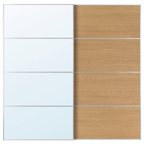 AULI / MEHAMN زوج أبواب سحّابة, الومينيوم زجاج مرايا/ثنائي الجانب. شكل السنديان, 200x201 سم
