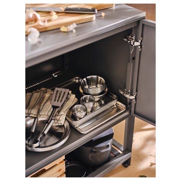 BÅTSKÄR وحدة مطبخ مغلقة, خارجي/رمادي غامق, 120x60 سم