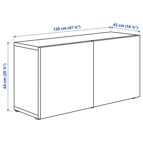 BESTÅ تشكيلة خزانة حائطية, أسود-بني/Sindvik, 120x42x64 سم