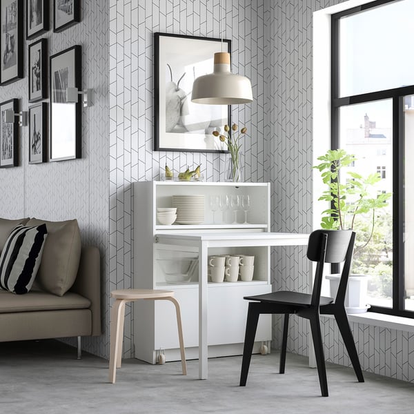 BILLY خزانة كتب مع مكتب ودرج, أبيض, 80x106 سم