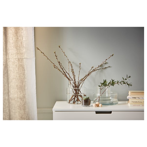 CYLINDER طقم 3 قطع, زهرية/طبق عميق, زجاج شفاف