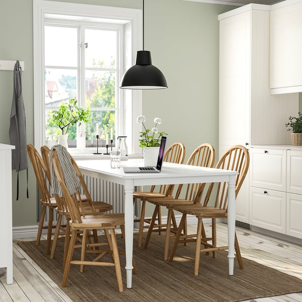 DANDERYD / SKOGSTA طاولة و 6 كراسي, أبيض/سنط, 180 سم