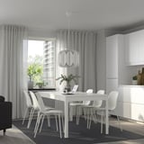 EKEDALEN / LIDÅS طاولة و 6 كراسي, أبيض/أبيض أبيض, ‎180/240 سم‏
