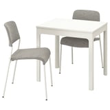 EKEDALEN / UDMUND طاولة وكرسيان, أبيض أبيض/Viarp بيج/بنّي, ‎80/120 سم‏
