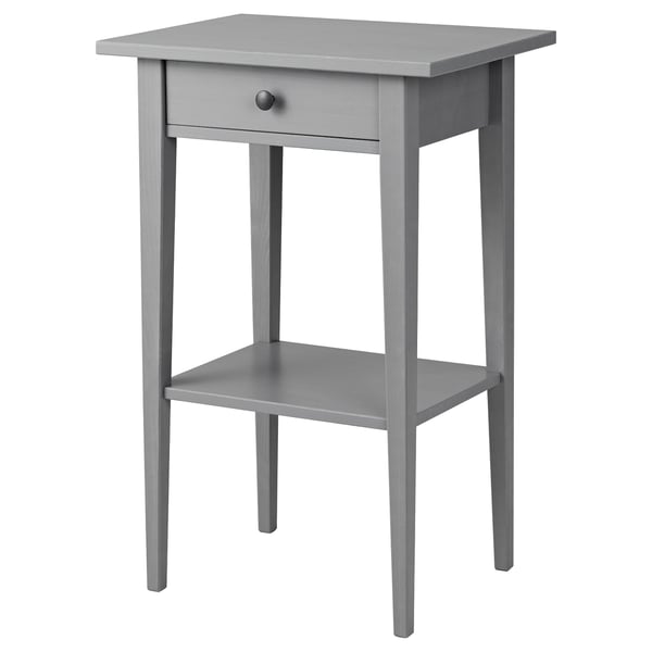 HEMNES طاولة سرير جانبية, رمادي مصبوغ, ‎46x35 سم‏