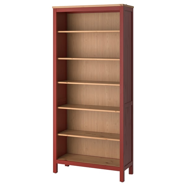 HEMNES مكتبة, أحمر/بني فاتح, ‎90x197 سم‏