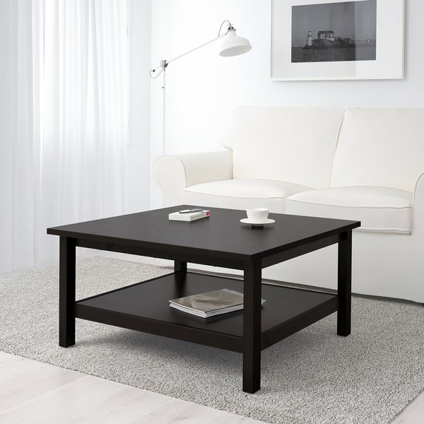 HEMNES طاولة قهوة, أسود-بني, ‎90x90 سم‏