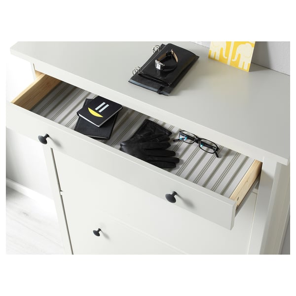 HEMNES خزانة أحذية بمقصورتين, أبيض, ‎89x30x127 سم‏