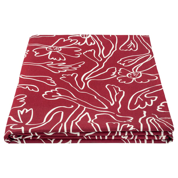 HÖSTAGILLE مفرش طاولة, أحمر أبيض/نقش زهور, 145x240 سم
