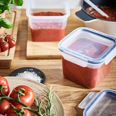 IKEA 365+ حافظة طعام بغطاء, مربّع/بلاستيك, 1.4 ل