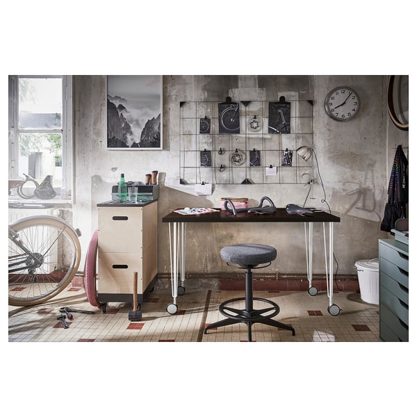 LAGKAPTEN / KRILLE مكتب, أسود-بني/أبيض, ‎120x60 سم‏