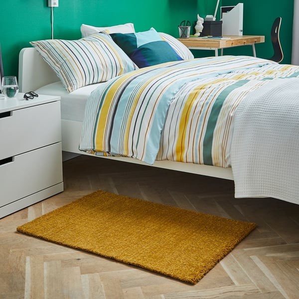 LANGSTED سجادة، وبر قصير, أصفر, 60x90 سم