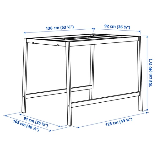 MITTZON إطار سفلي لطاولة اجتماعات, أبيض, 140x108x103 سم
