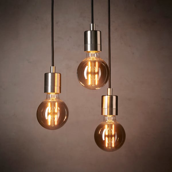 MOLNART لمبة LED E27 120 lumen, كروي زجاج رمادي شفاف, 95 مم