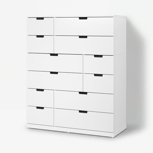 NORDLI خزانة مع 12 درج, أبيض, 120x145 سم