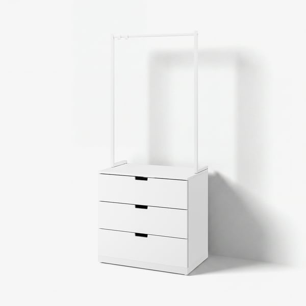 NORDLI وحدة تخزين بـ 3 أدراج, أبيض, 80x192 سم