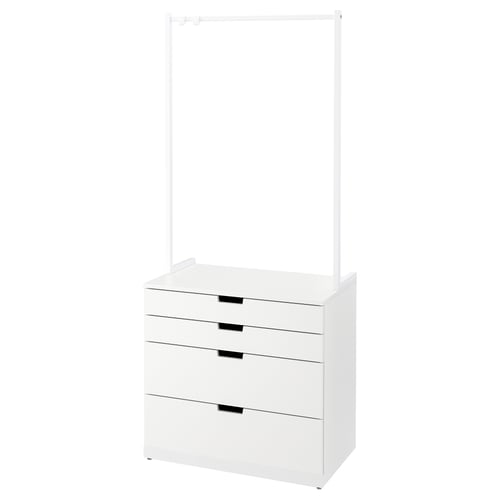 NORDLI وحدة تخزين بـ 4 أدراج, أبيض, 80x192 سم