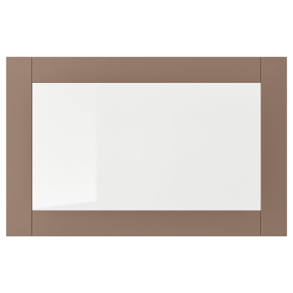 SINDVIK باب زجاج, رمادي فاتح-بني/زجاج شفاف, 60x38 سم