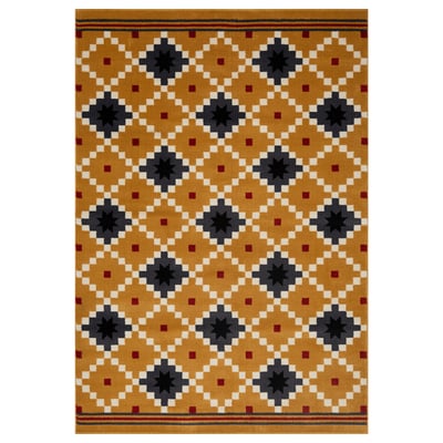 SKOTERLED سجادة، وبر قصير, أصفر غامق/رمادي غامق, ‎133x195 سم‏