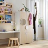 SMÅSTAD / PLATSA دولاب ملابس, أبيض/بتولا, ‎60x42x123 سم‏