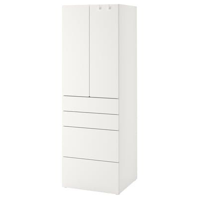 SMÅSTAD / PLATSA دولاب ملابس, أبيض أبيض/مع 4 أدراج, ‎60x42x181 سم‏