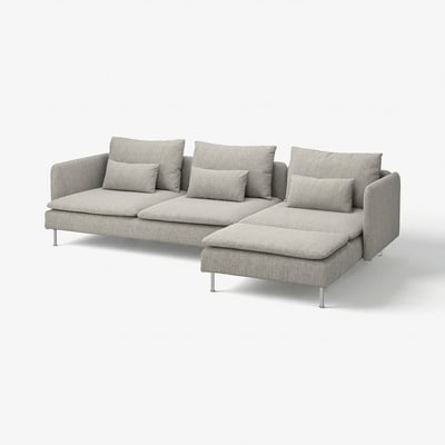 SÖDERHAMN كنبة 4 مقاعد, مع أريكة طويلة/Viarp بيج/بنّي