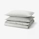 SOLFIBBLA غطاء لحاف و ٢ غطاء مخدة, رمادي أبيض/شريط, ‎240x220/50x80 سم‏
