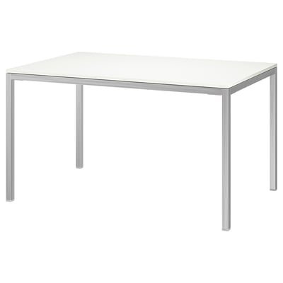 TORSBY طاولة, طلاء كروم/لامع أبيض, ‎135x85 سم‏