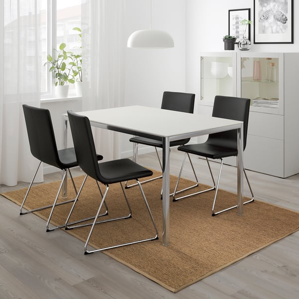 TORSBY طاولة, طلاء كروم/أبيض فخّار, 135x85 سم