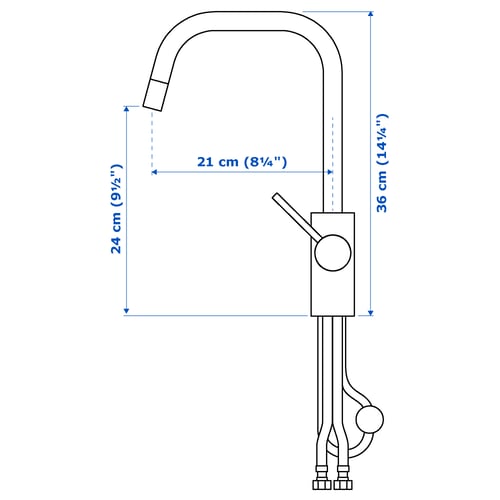 Illustration with measurements for the product: ÄLMAREN.