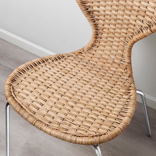 ÄLVSTA Chair, handmade rattan/Sefast chrome-plated