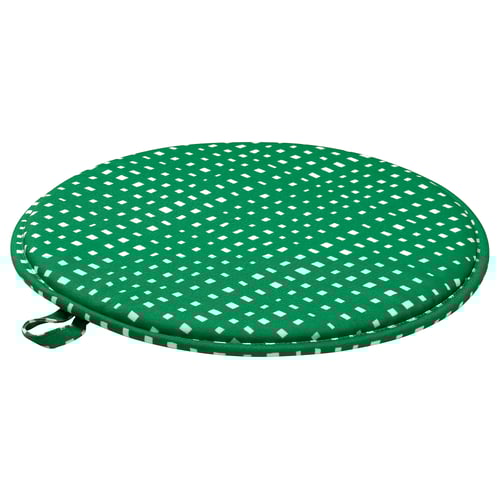 ÄNGSFRÄKEN Chair pad, green/white, 36 cm