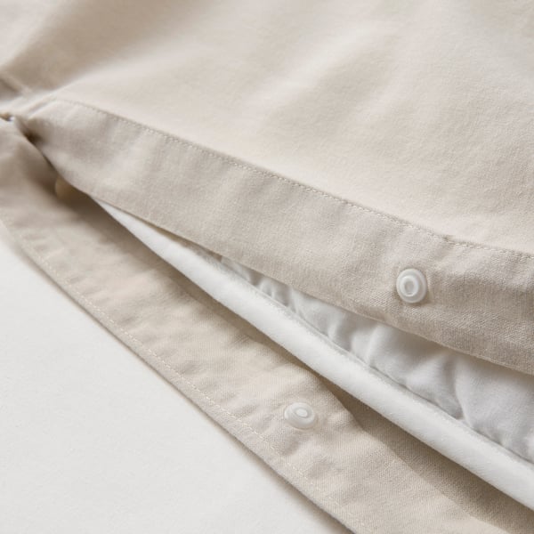ÄNGSLILJA Duvet cover and 2 pillowcases, light grey-beige, 240x220/50x80 cm