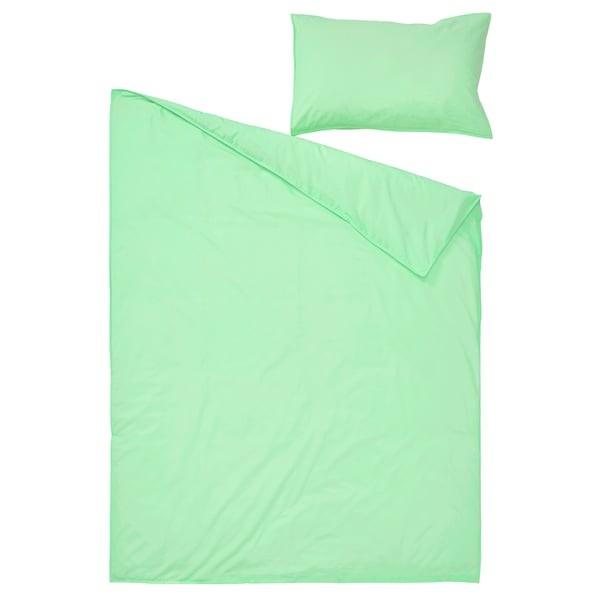 ÄNGSLILJA Duvet cover and pillowcase, light green, 150x200/50x80 cm