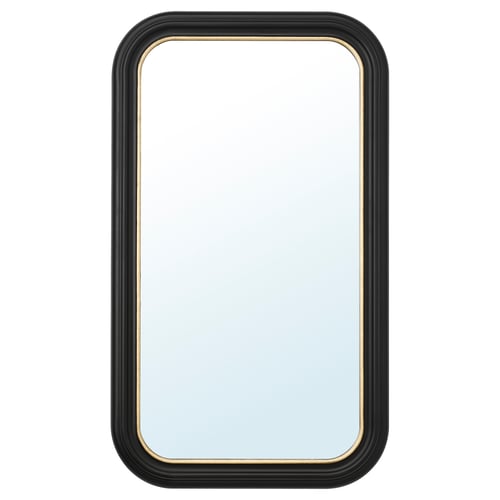 ALMARÖD mirror: black & gold frame, rectangular shape.