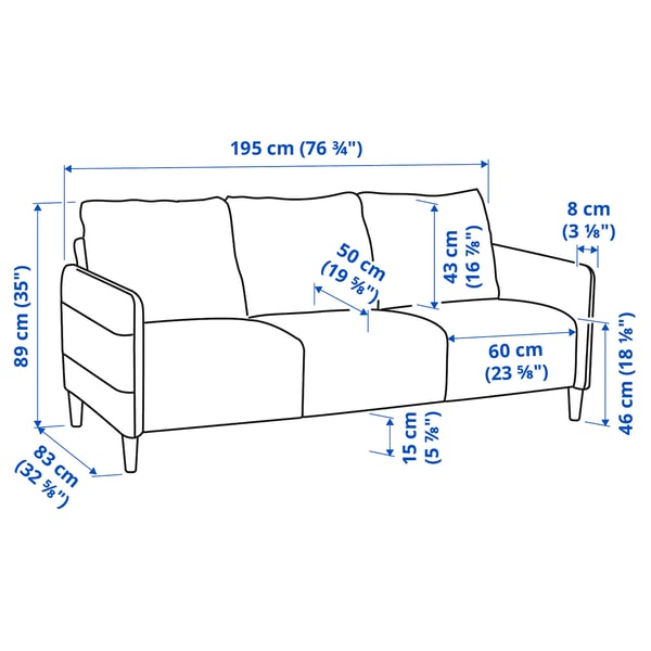 ANGERSBY 3-seat sofa, Knisa light grey