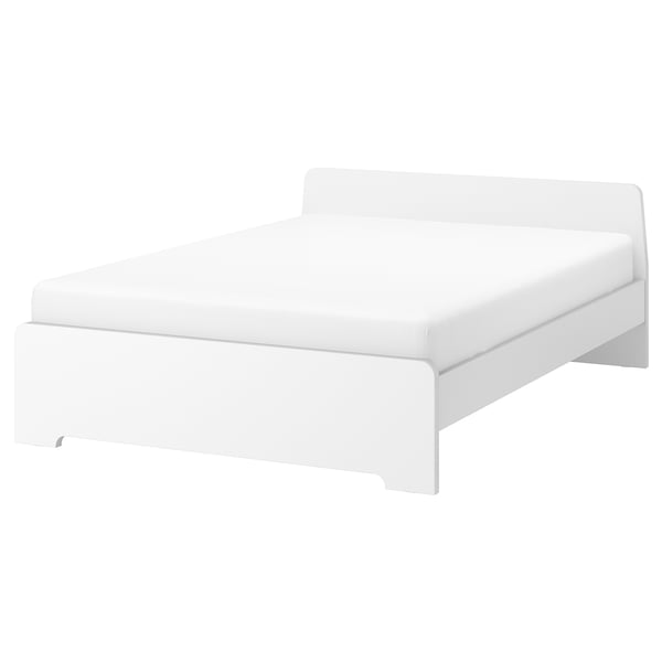 ASKVOLL Bed frame, white/Lindbåden, 180x200 cm