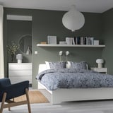 ASKVOLL Bed frame, white/Lindbåden, 180x200 cm
