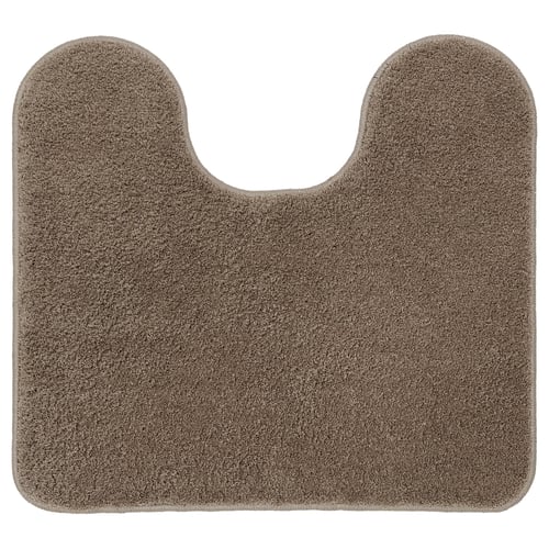 Beige BACKMÅRA bath mat with u-cut, soft recycled polyester, latex grip.