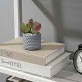 BÄCKDRÅG Plant pot, fish scale patterned/white grey, 6 cm