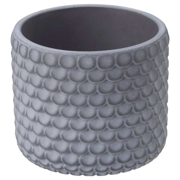 BÄCKDRÅG Plant pot, fish scale patterned/white grey, 6 cm