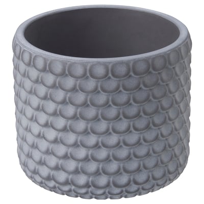 BÄCKDRÅG Plant pot, fish scale patterned/white grey, 6 cm