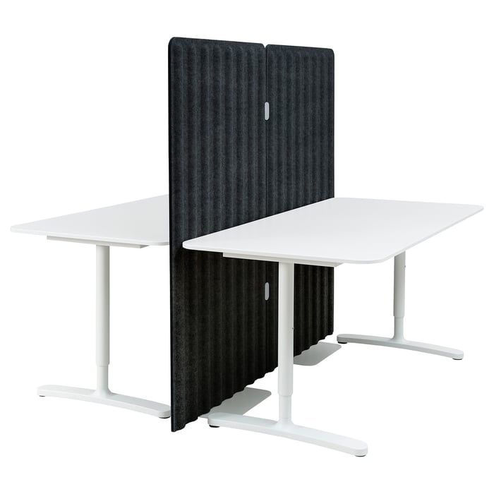 BEKANT مكتب مع حاجز أبيض/رمادي غامق IKEA BEKANT مكتب مع حاجز أبيض/رمادي غامق IKEA