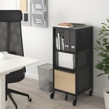 BEKANT Storage unit on castors, mesh black, 41x101 cm