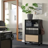 BEKANT Storage unit on castors, mesh black, 61x101 cm