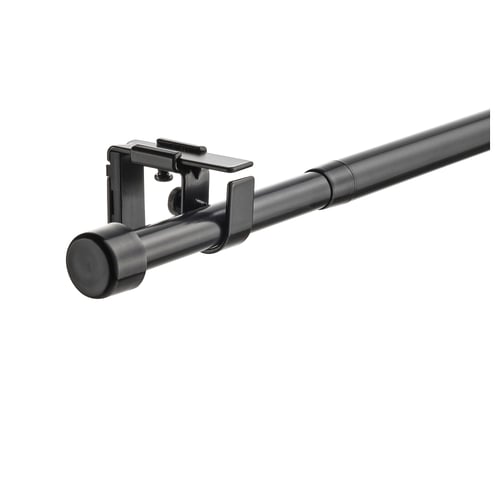 BEKRÄFTA black curtain rod set, metal & plastic, extends, modern design.